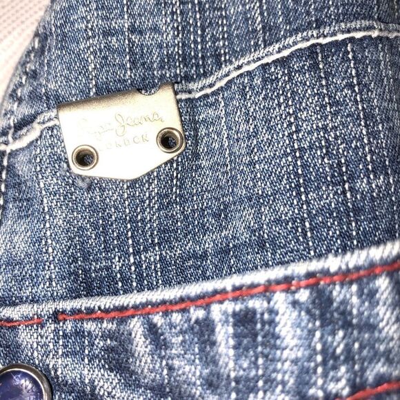 Pepe Jeans London 73 Collection Crop Jeans With Leather & Stud Detailing 33 - Picture 4 of 12